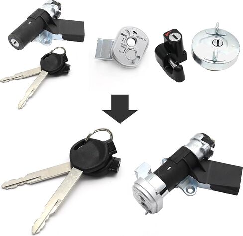 35014-GEZ-Y21 Switch Switch Switch Cylinder مع مفتاح ، استبدال مجموعة مفاتيح مفتاح الإشعال لـ Honda NPS50 Ruckus 2003-2005 NPS50 Ruckus 50 2006-2019 ، استبدل 35014-GEZ-611 in Saudi Arabia
