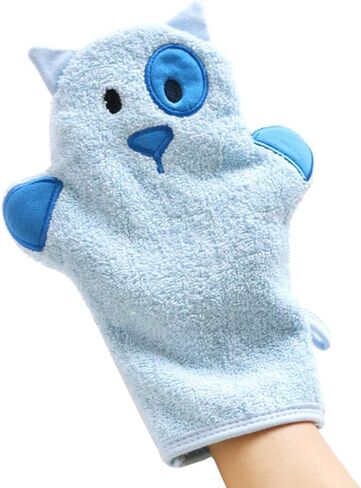 Topwon Bath Mitten Glove for Kids Cute Animal Shower Bathing Mitt Cotton Soft Wash Gloves Body Scrub for Baby Toddler Infant (Duck) in Kuwait