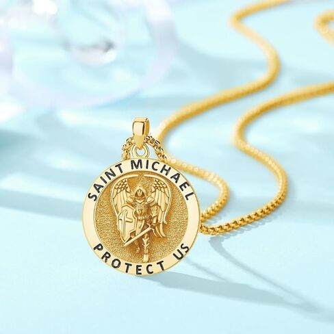 Archangel St Michael Pendant Necklace for Men Women, 925 Sterling Silver Patron Saint of Courage and Protection Medal Pendant in Saudi Arabia