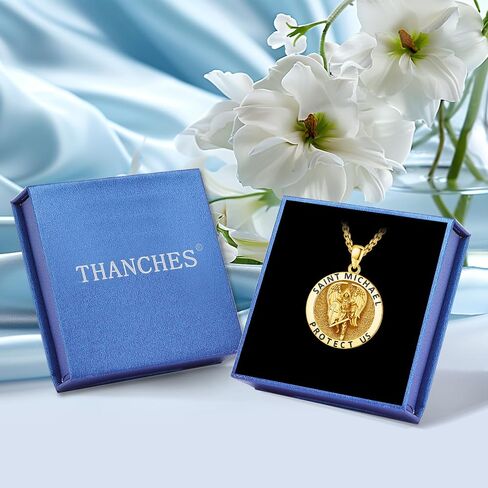 Archangel St Michael Pendant Necklace for Men Women, 925 Sterling Silver Patron Saint of Courage and Protection Medal Pendant in Saudi Arabia