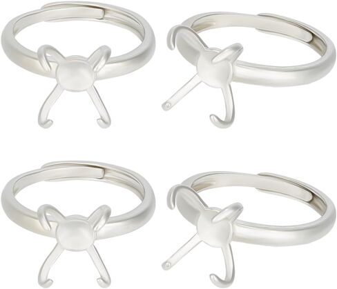 Beebeecraft 1 Box 4Pcs 2 Colors 4 Claw Prong Ring Settings 18K Gold & Platinum Plated Adjustable Blanks Finger Ring Bases Components for DIY Ring Jewelry Making in Saudi Arabia