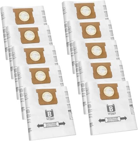 10 حزم VF3502 حجم أكياس الغبار تناسب Ridgid من 12 إلى 16 جالون الرطب/الجاف فور 23743 in Kuwait