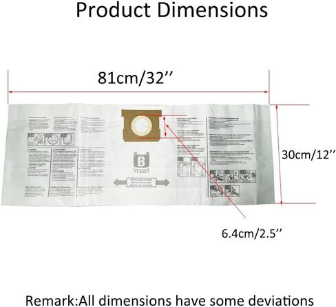 10 حزم VF3502 حجم أكياس الغبار تناسب Ridgid من 12 إلى 16 جالون الرطب/الجاف فور 23743 in Kuwait