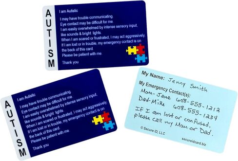 Autism Awareness Write-On Alert Cards – Emergency Contact ID Cards, 3 Pack with Puzzle and Infinity Designs in Saudi Arabia