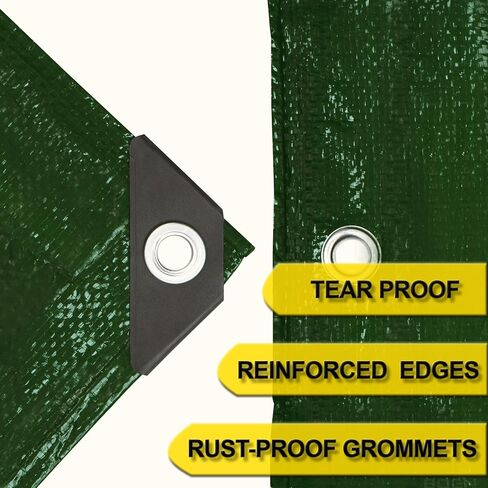غلاف كبير مضاد للضغط على قماش القنب هنتر الأخضر ، 6 '× 20' 16 مل سميكة | RIP Proof Tarps | مادة نسج سميكة ، مقاومة للأشعة فوق البنفسجية كبيرة لخيمة مظلة القماش المشمع ، قارب ، عربة سكن متنقلة أو غطاء حمام السباحة in Kuwait