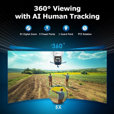 4G LTE Cellular Security Camera Wireless Outdoor مع بطاقة SIM و 64 جيجا بايت Micro SD ، لا توجد كاميرا أمان شمسية WiFi مع وصول عن بُعد وتنبيهات الحركة وصفارات الإنذار وتتبع الإنسان التلقائي والتشغيل in Kuwait