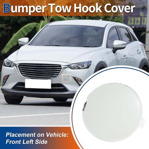 ACROPIX Front Left Driver Side Car Bumper Tow Hook Cover Tow Cover Cap Crystal White Pearl Fit for Mazda CX-3 2016-2021 No.D10J50A12A - Pack of 1 in Saudi Arabia