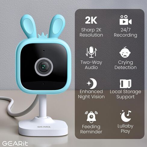 كاميرات Gearit Indoor للأمن المنزلي - كاميرا مع فيديو واضحة 2K HD ، رؤية ليلية 33 قدمًا ، صوتية 2 - كاميرا حيوان أليف داخلي للحركة والكشف عن الكلاب - من السهل تعيين كاميرا أمان داخلية واي فاي in Kuwait