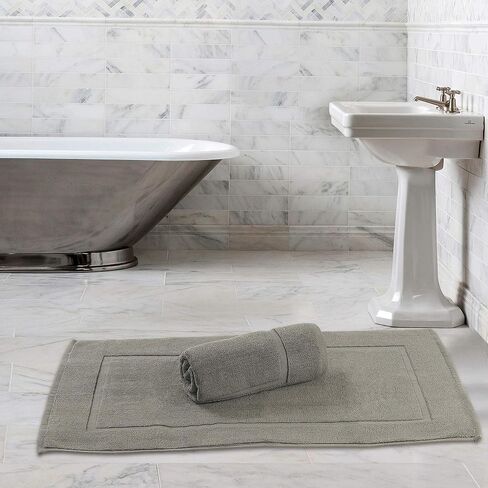 Bliss Casa Premium 100% Ring Spun Cotton Bath Mat, Bathroom Floor Towel Set - Pack of 2 Super Soft & Absorbent Luxury Hotel, Spa, Shower & Bath Tub Floor Mats Machine Washable 32"x20" (Grey) in Saudi Arabia