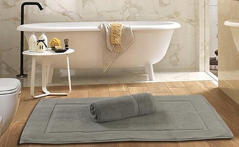 Bliss Casa Premium 100% Ring Spun Cotton Bath Mat, Bathroom Floor Towel Set - Pack of 2 Super Soft & Absorbent Luxury Hotel, Spa, Shower & Bath Tub Floor Mats Machine Washable 32"x20" (Grey) in Saudi Arabia