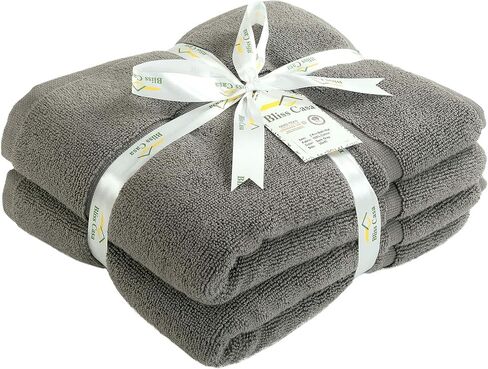 Bliss Casa Premium 100% Ring Spun Cotton Bath Mat, Bathroom Floor Towel Set - Pack of 2 Super Soft & Absorbent Luxury Hotel, Spa, Shower & Bath Tub Floor Mats Machine Washable 32"x20" (Grey) in Saudi Arabia