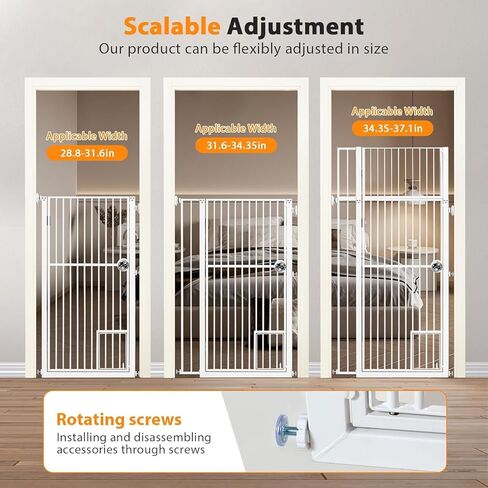 96 "Extra Wide 32" Gate Tall Dog Indoor لشجرة عيد الميلاد ، بوابات الكلاب للمداخل ، الدرج ، المنزل ، بوابة الحيوانات الأليفة القابلة للطي الخشبية ، خطوة فوق بوابة الجرو ، 4 لوحات ، أبيض in Kuwait