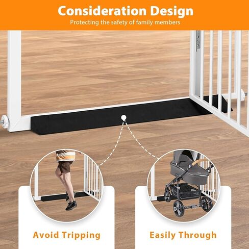 96 "Extra Wide 32" Gate Tall Dog Indoor لشجرة عيد الميلاد ، بوابات الكلاب للمداخل ، الدرج ، المنزل ، بوابة الحيوانات الأليفة القابلة للطي الخشبية ، خطوة فوق بوابة الجرو ، 4 لوحات ، أبيض in Kuwait