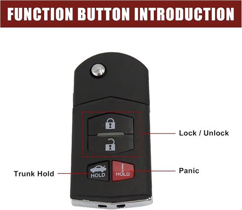 uxcell New Smart Remote Flip Key Fob Shell Case 4 Button for Mazda 3 5 RX-8 CX-7 CX-9 2007-2010 in Saudi Arabia