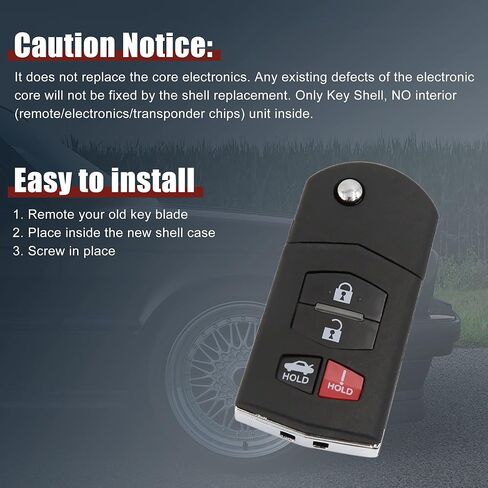uxcell New Smart Remote Flip Key Fob Shell Case 4 Button for Mazda 3 5 RX-8 CX-7 CX-9 2007-2010 in Saudi Arabia