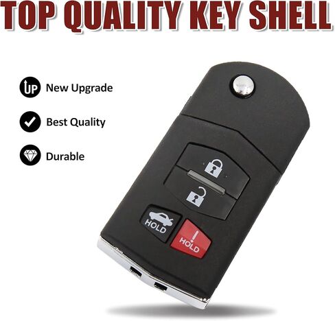 uxcell New Smart Remote Flip Key Fob Shell Case 4 Button for Mazda 3 5 RX-8 CX-7 CX-9 2007-2010 in Saudi Arabia