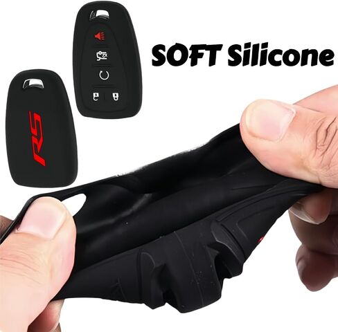 RS Silicone Key Fob مع سلسلة مفاتيح متوافقة مع Quarinox Camaro Malibu Cruze Impala Traverse Blazer (R-Red) in Kuwait