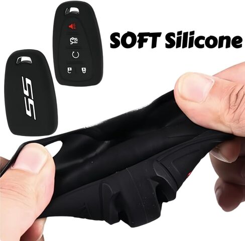 RS Silicone Key Fob مع سلسلة مفاتيح متوافقة مع Quarinox Camaro Malibu Cruze Impala Traverse Blazer (R-Red) in Kuwait