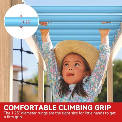 16.5 Inch Monkey Bars Kit Playground Monkey Bar Ladder Rungs for Backyard Indoor Outdoor Kids Metal Monkey Bars Swing Set Playset Accessories (Light Blue, 12 Pcs) in Kuwait