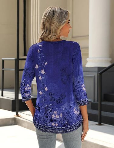 Zeagoo 3/4 Length Sleeve Womens Tops Crew Neck Loose Fit Shirts Pleated Cute Clothes Dressy Casual 2025 Summer Tunics in Saudi Arabia