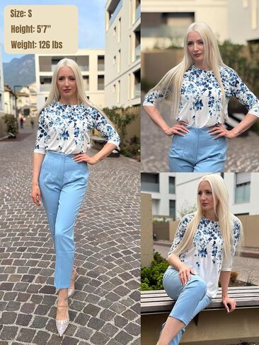 Zeagoo 3/4 Length Sleeve Womens Tops Crew Neck Loose Fit Shirts Pleated Cute Clothes Dressy Casual 2025 Summer Tunics in Saudi Arabia