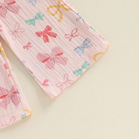 Lamuusaa Toddler Baby Girl Clothes Sleeveless Strawberry Crop Tops Cotton Linen Wide Leg Pants Summer Outfits 6M-4T in Kuwait