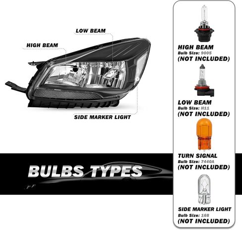 Headlight Assembly Compatible with 2013-2016 Ford Escape Replacement Headlamp, Left Driver Side in Saudi Arabia