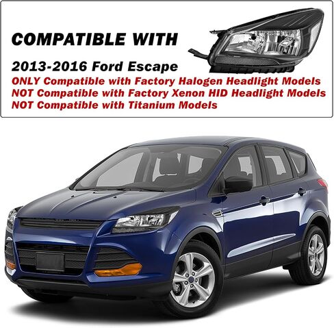 Headlight Assembly Compatible with 2013-2016 Ford Escape Replacement Headlamp, Left Driver Side in Saudi Arabia