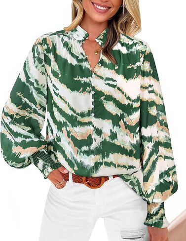BTFBM Spring Fashion 2025 Button Down Long Sleeve Blouses for Women Dressy Casual V Neck Loose Printed Boho Tops Shirts in Saudi Arabia