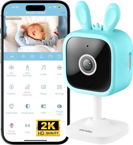 GEERIT BABY MONTRY مع الكاميرا و WIFI - 2K فيديو Camera Camera Monitor W/Motion & Pkry Clank in Kuwait