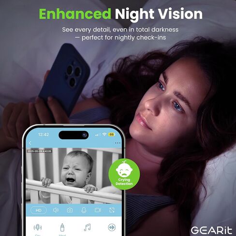 GEERIT BABY MONTRY مع الكاميرا و WIFI - 2K فيديو Camera Camera Monitor W/Motion & Pkry Clank in Kuwait
