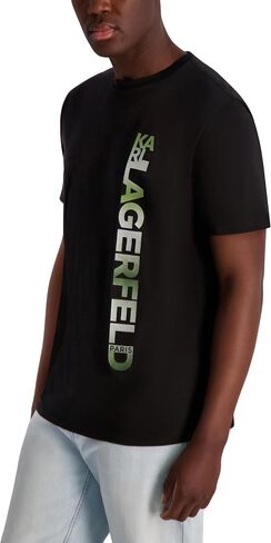 KARL LAGERFELD Men's Short Sleeve Crewneck Vertical Karl Logo Graphic Design T-Shirt in Kuwait