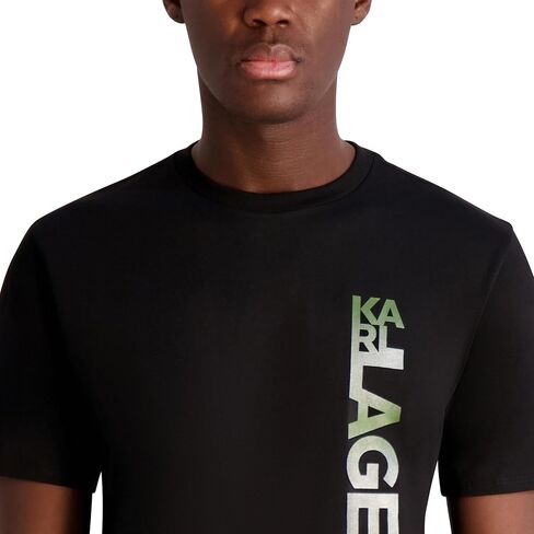 KARL LAGERFELD Men's Short Sleeve Crewneck Vertical Karl Logo Graphic Design T-Shirt in Kuwait