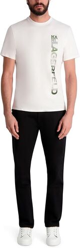 KARL LAGERFELD Men's Short Sleeve Crewneck Vertical Karl Logo Graphic Design T-Shirt in Kuwait