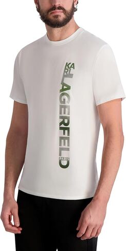 KARL LAGERFELD Men's Short Sleeve Crewneck Vertical Karl Logo Graphic Design T-Shirt in Kuwait