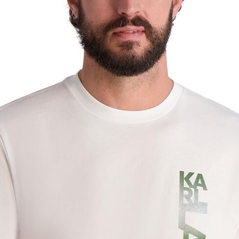 KARL LAGERFELD Men's Short Sleeve Crewneck Vertical Karl Logo Graphic Design T-Shirt in Kuwait
