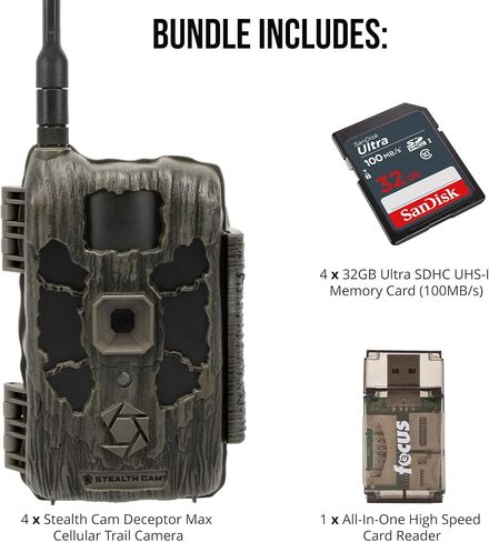 كاميرا خلسة CAM 40MP Deceptor Max Cellular Trail Camera مع بطاقة ذاكرة 32 جيجابايت وقارئ البطاقات (3 عناصر) in Kuwait