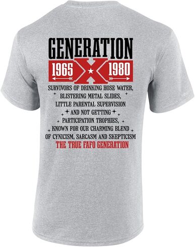 Trenz Shirt Company Gen X Survivors '65 -'80 The True FAFO Generation Graphic Mens T-Shirt in Kuwait