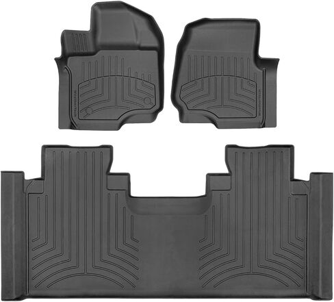 WeatherTech FloorLiner HP Custom Fit Floor Mats for Ford F-150 (Extended Cab, Bench Seating) - 1st & 2nd Row (44697-1-5IM), Black in Kuwait
