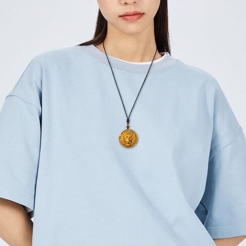 SUNYIK Natural Tiger's Eye Stone Pendant Necklace Polished Carved Stone Necklace with Adjustable Rope for Men Women in Saudi Arabia