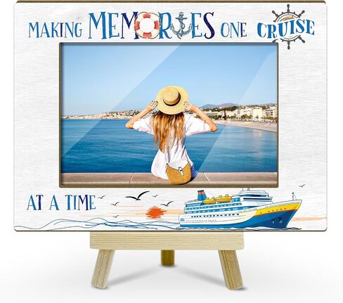 Making Memories One Cruise Picture Frames Wood Photo Frames for Coastal Souvenirs Horizontal Picture Frame 4x6 for Holiday Vacation Honeymoon Tabletop Display Gifts for Cruise Lovers Y407 in Saudi Arabia