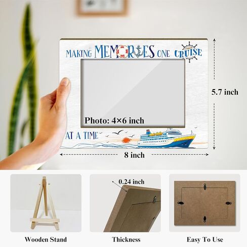 Making Memories One Cruise Picture Frames Wood Photo Frames for Coastal Souvenirs Horizontal Picture Frame 4x6 for Holiday Vacation Honeymoon Tabletop Display Gifts for Cruise Lovers Y407 in Saudi Arabia