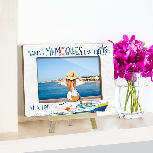 Making Memories One Cruise Picture Frames Wood Photo Frames for Coastal Souvenirs Horizontal Picture Frame 4x6 for Holiday Vacation Honeymoon Tabletop Display Gifts for Cruise Lovers Y407 in Saudi Arabia
