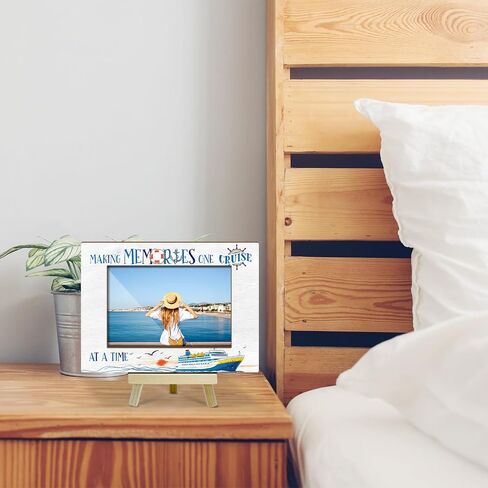 Making Memories One Cruise Picture Frames Wood Photo Frames for Coastal Souvenirs Horizontal Picture Frame 4x6 for Holiday Vacation Honeymoon Tabletop Display Gifts for Cruise Lovers Y407 in Saudi Arabia