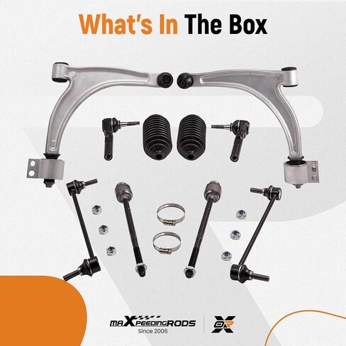 MaxPeedingRods 10pc التعليق Kit for Chevy Malibu 2004-2012 Pontiac G6 2005-2010 Saturn Aura 2007-2009 ، ذراع التحكم السفلي الأمامي مع Ball Sway Bar Link Boots Inner Rod Boots الخارجي in Saudi Arabia
