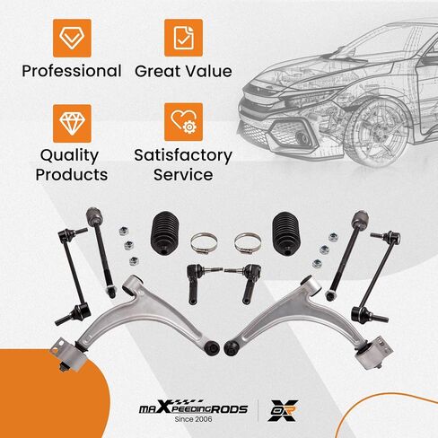MaxPeedingRods 10pc التعليق Kit for Chevy Malibu 2004-2012 Pontiac G6 2005-2010 Saturn Aura 2007-2009 ، ذراع التحكم السفلي الأمامي مع Ball Sway Bar Link Boots Inner Rod Boots الخارجي in Saudi Arabia