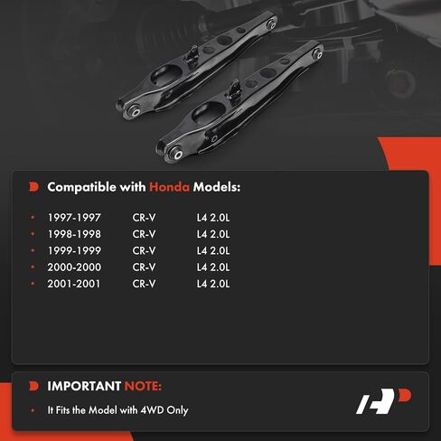 A-Premium 2 X أذرع التحكم الخلفية السفلية ، مع جلبة ، متوافقة مع Honda CR-V CRV 1997 1998 1999 2000 2001 in Saudi Arabia