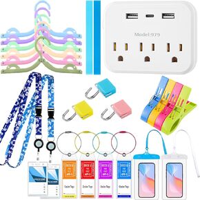 Chunful 24 Pcs Cruise Ship Essentials Kit Include 4 Cruise Luggage Tags Holder 2 Lanyards with Card Holders 1 Power Strip 2 Phone Bag 6 Coat Hanger 3 Magnet Hooks 2 Towel Bands 4 Clips in Saudi Arabia