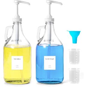 Glass Laundry Detergent Dispenser with Pump, 64OZ Liquid Laundry Soap Dispenser, Fabric Softener Dispenser Bottle for Laundry Room Organization and Storage, 1 Pack in Saudi Arabia