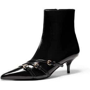 Coutgo Womens Buckle Strap Booties Citten Low Heel مدببة Tee Y2K Boots Size Size Szipper Fall Shoes in Kuwait